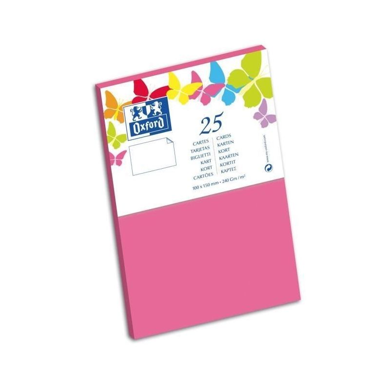 Oxford Paquet De 25 Cartes 15 Cm X 10 0,7 240G Rose