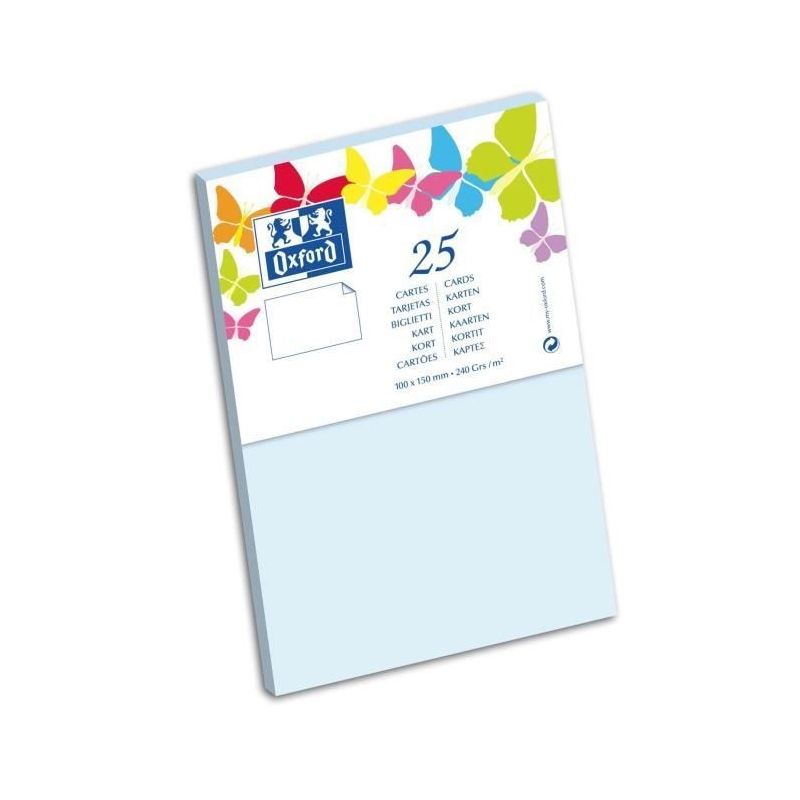 Oxford Paquet De 25 Cartes 15 Cm X 10 0,7 240G Bleu