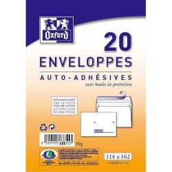 Oxford Paquet De 20 Enveloppes Auto-Adhésives Pré-Casées 16,2 Cm X 11,4 0,8 80G