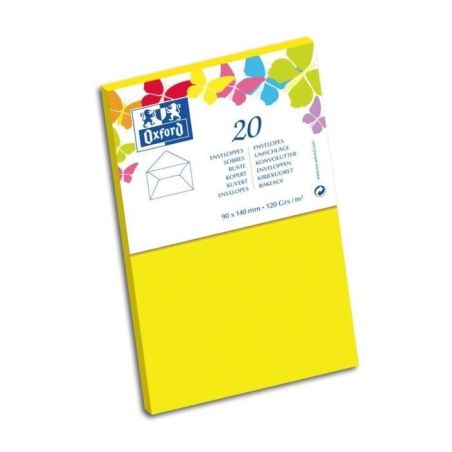 Oxford Paquet De 20 Enveloppes Gommée 14 Cm X 9 1,5 120G Jaune