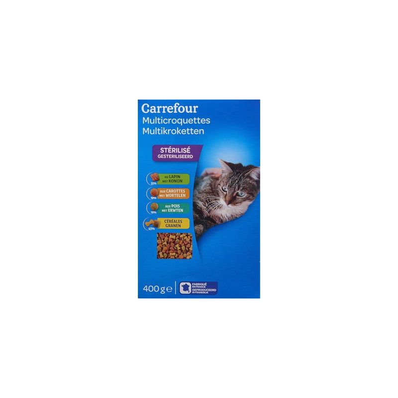 Carrefour 400G Croquette Lapin Carottes Poisson Cereales Chat Crf