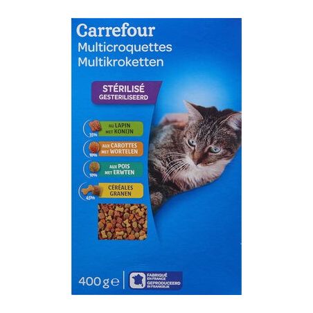 Carrefour 400G Croquette Lapin Carottes Poisson Cereales Chat Crf