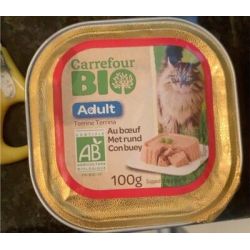 Carrefour Bio 100G Ptée Pour Chats Au Bœuf Crf