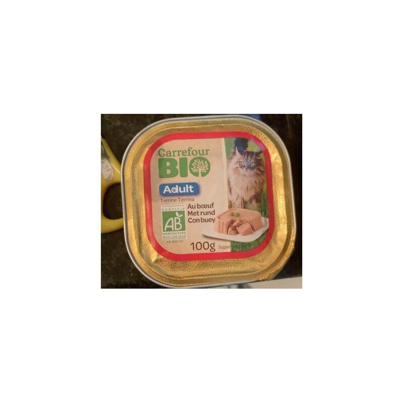 Carrefour Bio 100G Ptée Pour Chats Au Bœuf Crf