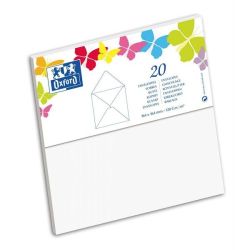 Oxford Paquet De 20 Enveloppes Gommée 16,4 Cm X 1,5 120G Blanc
