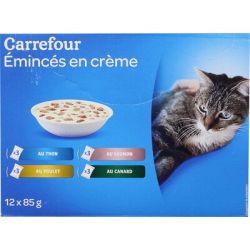 Carrefour 12X85G Emincee Creme Chat Crf