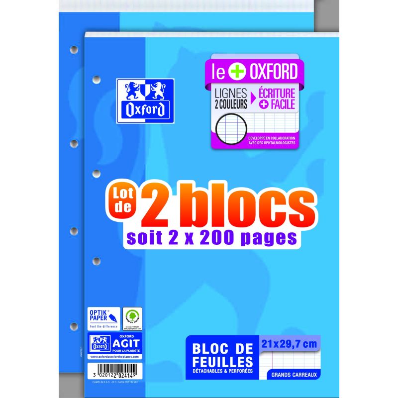 Oxford 2 Blocs A4 200P Seyes