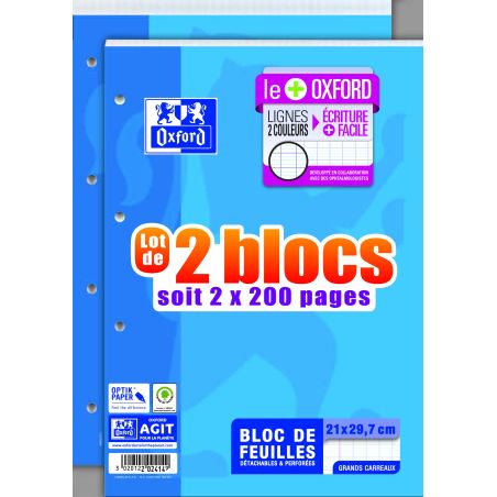 Oxford 2 Blocs A4 200P Seyes