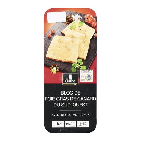 En Cuisine 1Kg Bloc De Foie Gras Canard Sud-Ouest