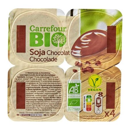 Carrefour Bio 4X100G Soja Saveur Chocolat Crf