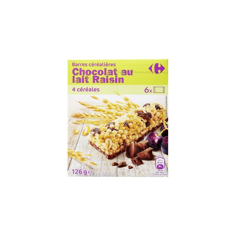 Carrefour X6 Barre Choco Raisin Crf