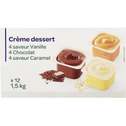 Pp Blanc 12X125G Crème Dessert Chocolat Caramel Vanille Du Bon Pre