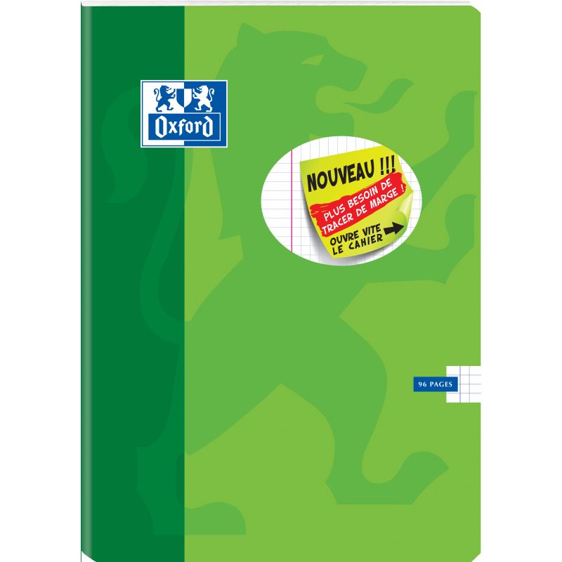 Oxford Cahier 240 X 320 Mm Quadrillé 48 Feuilles Avec Marge