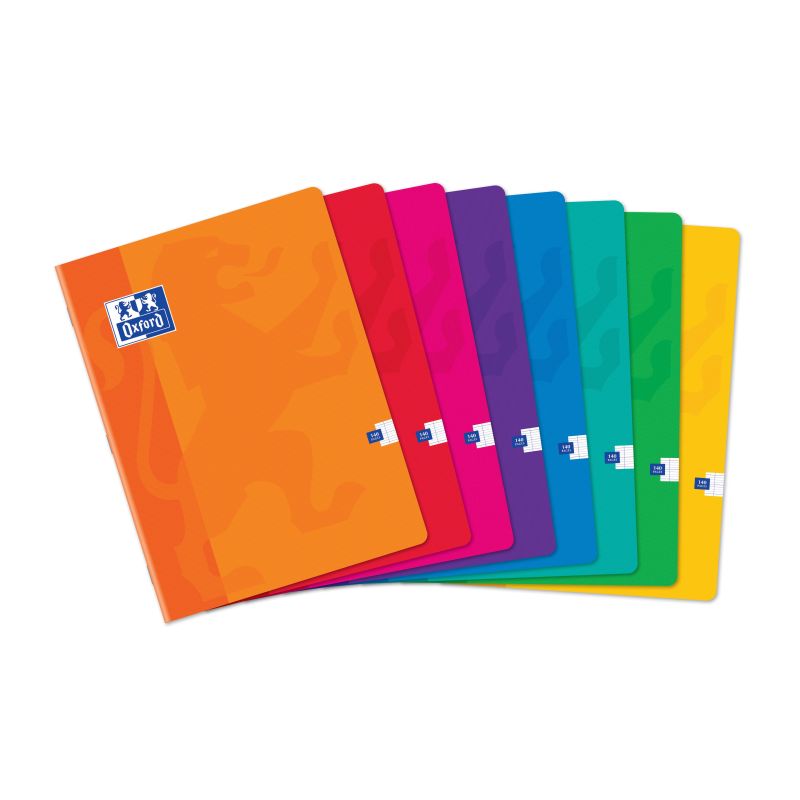Oxford Classique Cahier Agrafé 24 X 32 Cm 140 Pages Grands Carreaux Seyès Couleurs Aléatoires