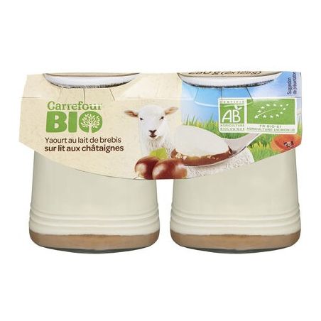 Carrefour Bio 2X125G Yaourt De Brebis Sur Lit Chtaigne Crf