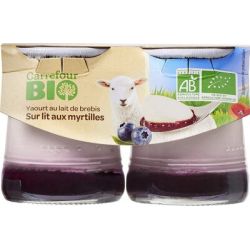 Carrefour Bio 2X125G Yaourt Au Lait De Brebis Sur Lit Myrtille Crf