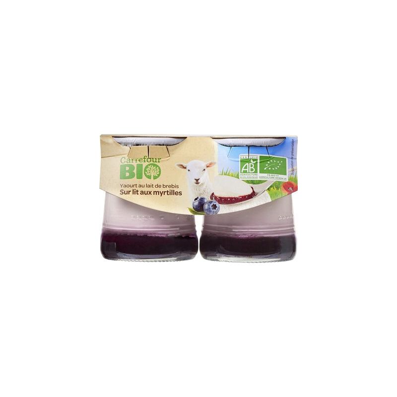 Carrefour Bio 2X125G Yaourt Au Lait De Brebis Sur Lit Myrtille Crf