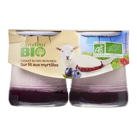 Carrefour Bio 2X125G Yaourt Au Lait De Brebis Sur Lit Myrtille Crf