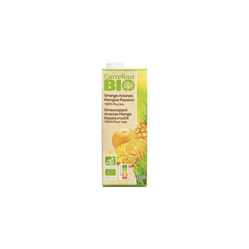 Carrefour Bio 1L Pur Jus D'Orange/Ananas/Mangue/Passion Crf