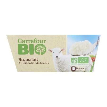 Carrefour Bio 2X140G Riz Au Lait De Brebis Crf