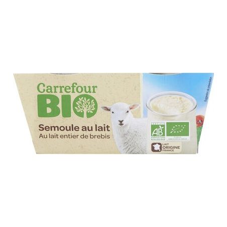 Carrefour Bio 2X140G Gateau De Semoule Nature Au Lait Brebis Crf