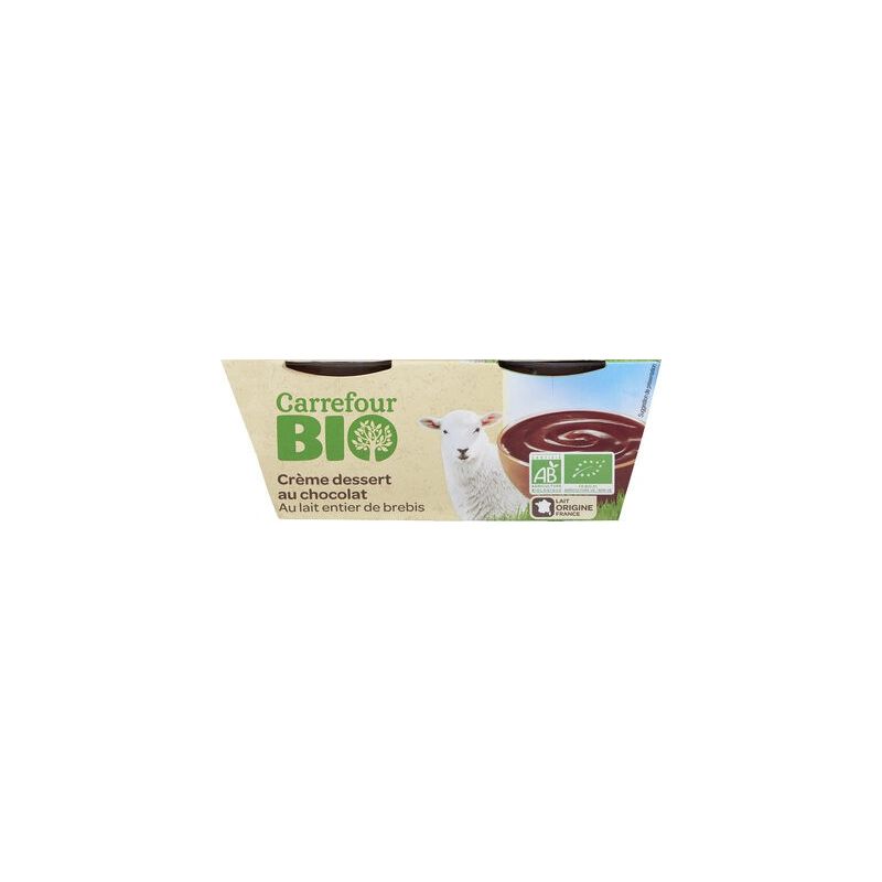 Carrefour Bio 2X100G Crème Au Chocolat Lait De Brebis Crf