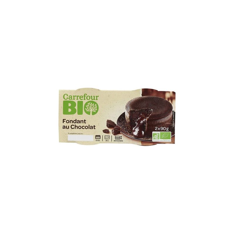 Carrefour Bio 2X90G Fondant Chocolat Crf