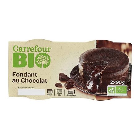 Carrefour Bio 2X90G Fondant Chocolat Crf
