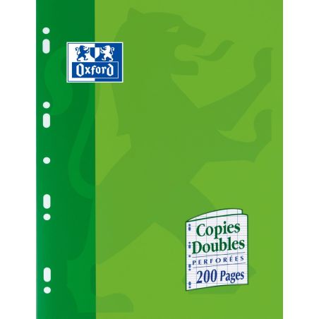 Oxford Copies Doubles Perforées Blanches Format 17 X 22 Cm, A5+. 200 Pages Seyès (Grands Carreaux) 90G Satiné Extra Blanc