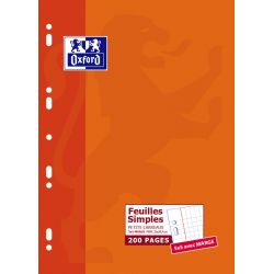 Oxford Etui Carton 200 Pages Feuillets Mobiles 90G Perforés 21 X 29,7 Cm (A4) 5X5 Coloris Blanc Papier Satiné Extra Optik Paper