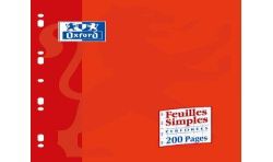 Oxford Pack De 100 Feuilles Simples Perforées Grands Carreaux Seyès 90 G 17X22 Cm Blanc