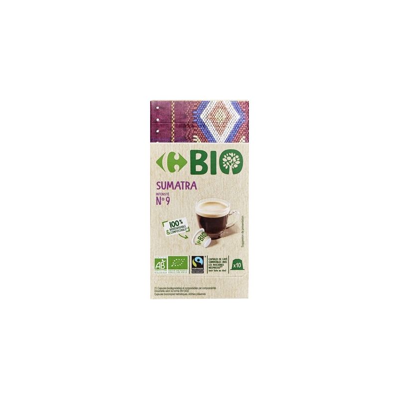 Carrefour Bio 10 Capsules De Cafe Sumatra N9 Crf