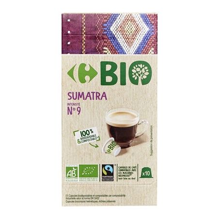 Carrefour Bio 10 Capsules De Cafe Sumatra N9 Crf