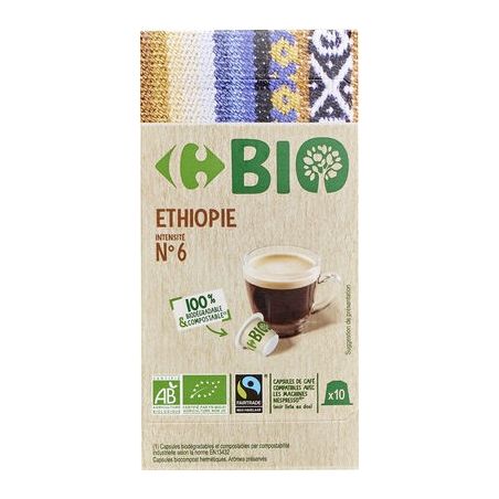 Carrefour Bio 10 Capsules De Cafe Ethiopie N6 Crf