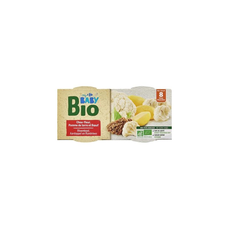 Crf Baby Bio 2X200G Bol Chou Fleur Pomme De Terre Et Bœuf 8M