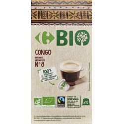 Carrefour Bio 10 Capsules De Café Congo N8 Crf