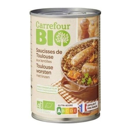 Carrefour Bio 420G Saucisses Lentilles Crf