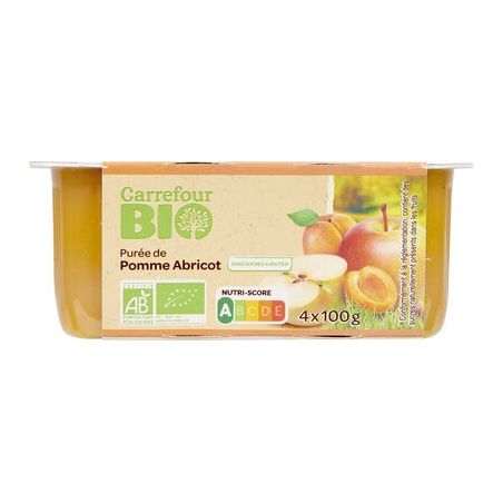 Carrefour Bio 4X100G Comp Pom/Ab Ssa Crf