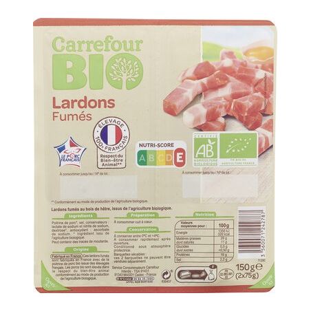 Carrefour Bio 2X75G Lardon Fume Crf