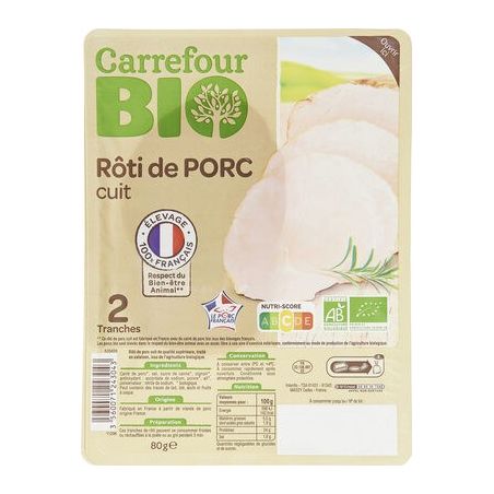 Carrefour Bio 80G Roti Porc 2T Crf