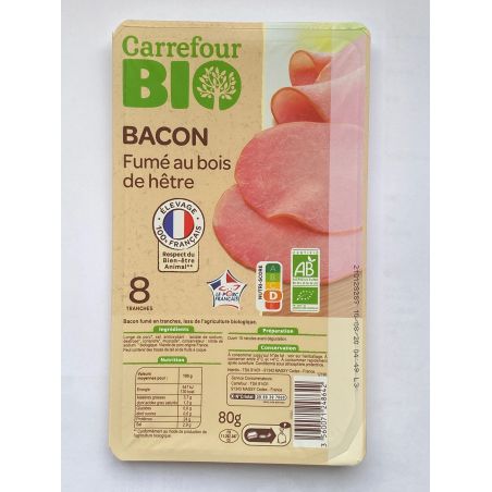 Carrefour Bio 80G Bacon Tranches