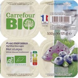 Carrefour Bio 4X125G Yaourt Brassé Myrtille Crf