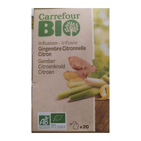 Carrefour Bio X20 Infusion Gingembre Citron Crf