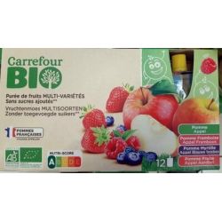 Carrefour Bio 90G X12 Purée De Fruits Sans Sucres Ajoutés Crf