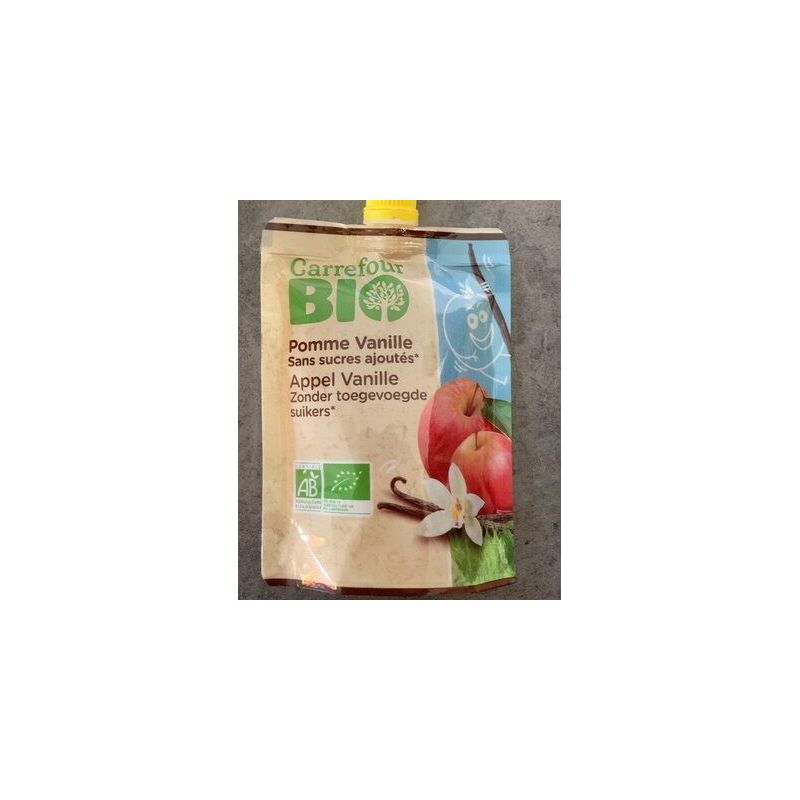Carrefour Bio 4X90G Gourde Pomme Vanille Sans Sucre Ajouté Crf