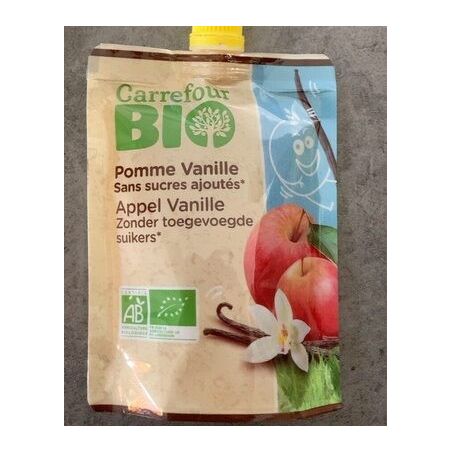 Carrefour Bio 4X90G Gourde Pomme Vanille Sans Sucre Ajouté Crf