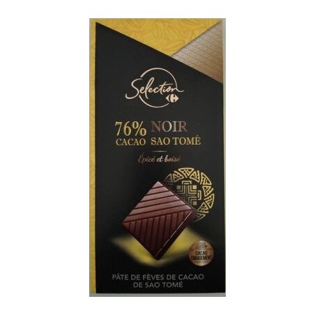 Carrefour Selection 80G Chocolat Noir 76% Cacao Epicé Boisé Crf