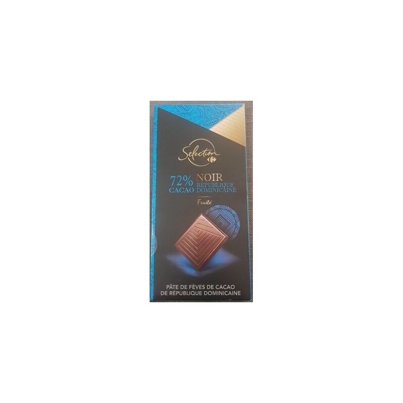 Carrefour Selection 80G Chocolat Noir 72% Cacao Fruité Crf
