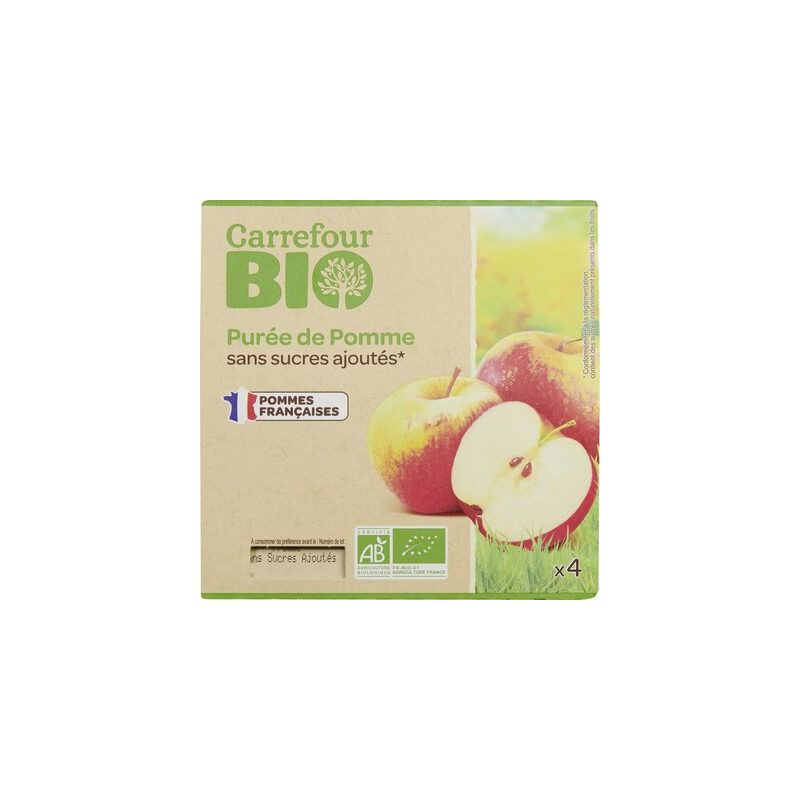 Carrefour Bio 4X100G Puree Pomme Ssa Crf