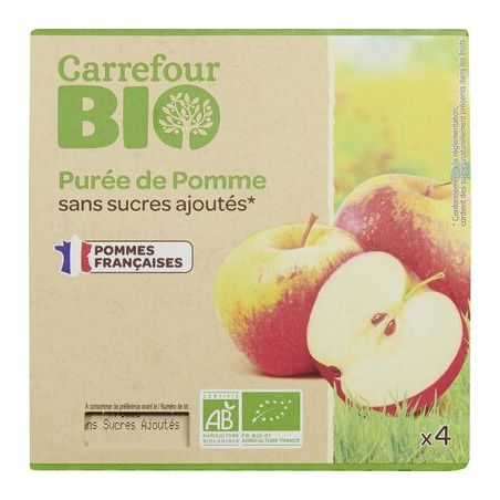 Carrefour Bio 4X100G Puree Pomme Ssa Crf